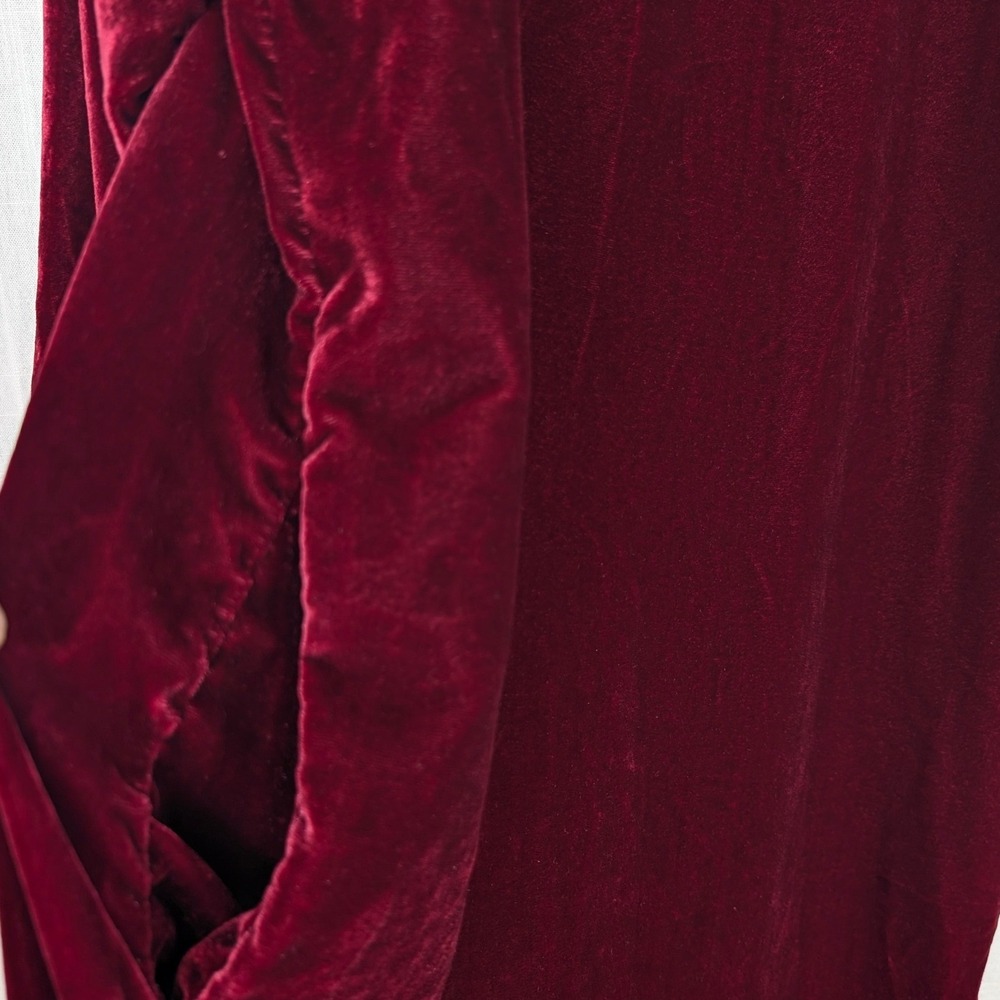 Vintage J. Peterman Crushed Velvet Maxi Caftan Kaftan Dress Wine Red‎ Large - Picture 8 of 10